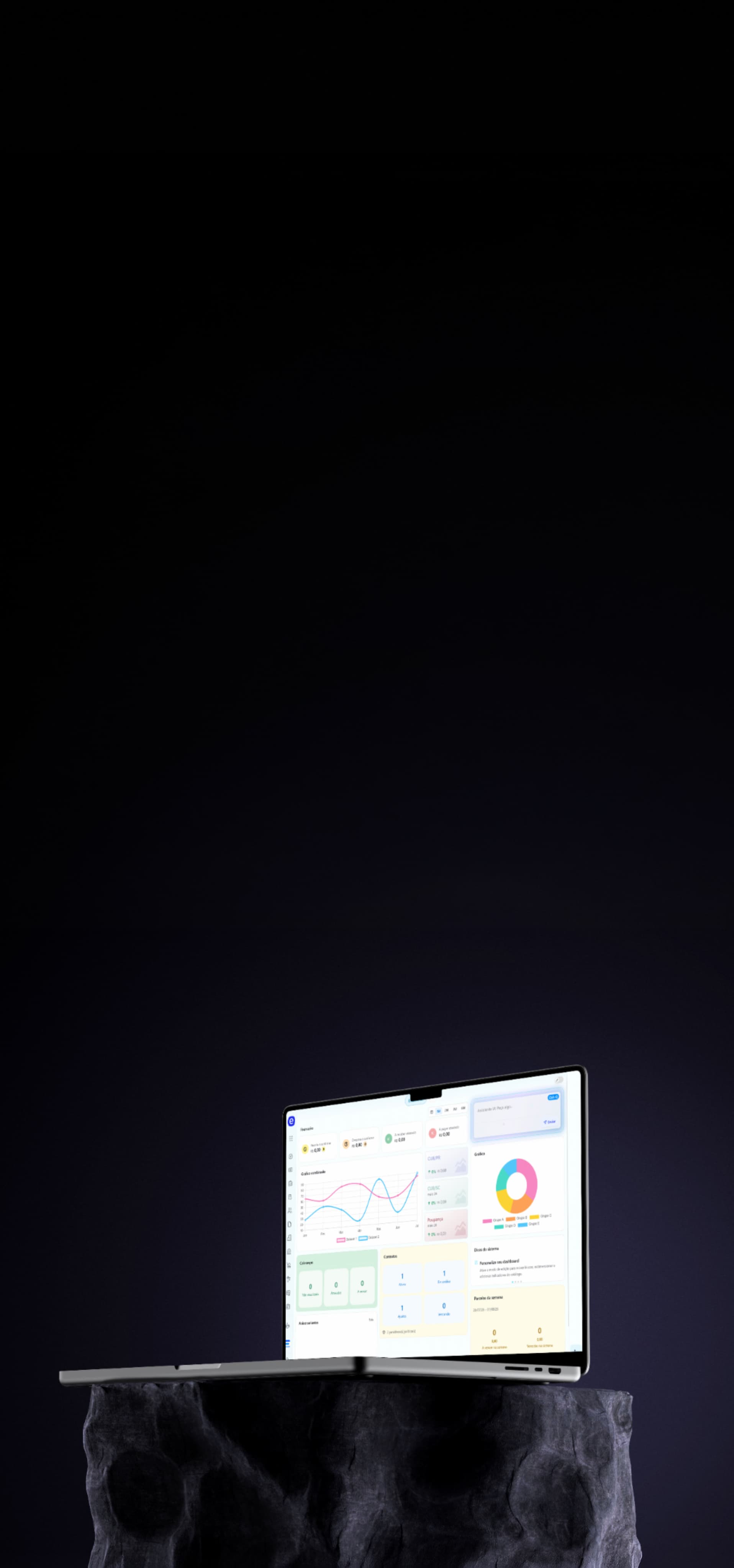 Dashboard personalizado do ERP eobra em um laptop